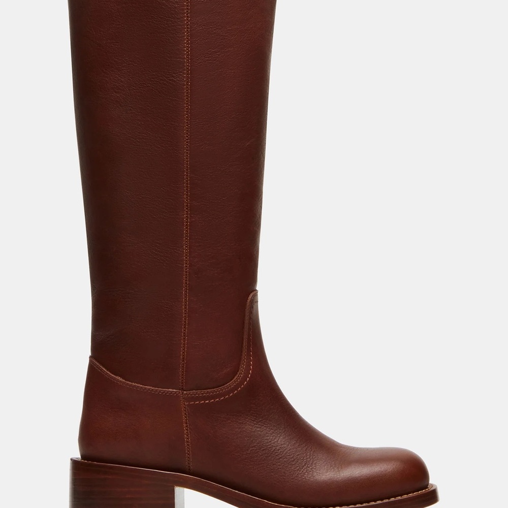 Steve Madden Riggs Rust Brown Leather Knee-High Boots